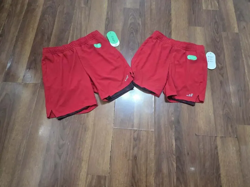 Set Of 2 Red BCG Youths Training Shorts Elastic Waist Drawstring Built-in Liner